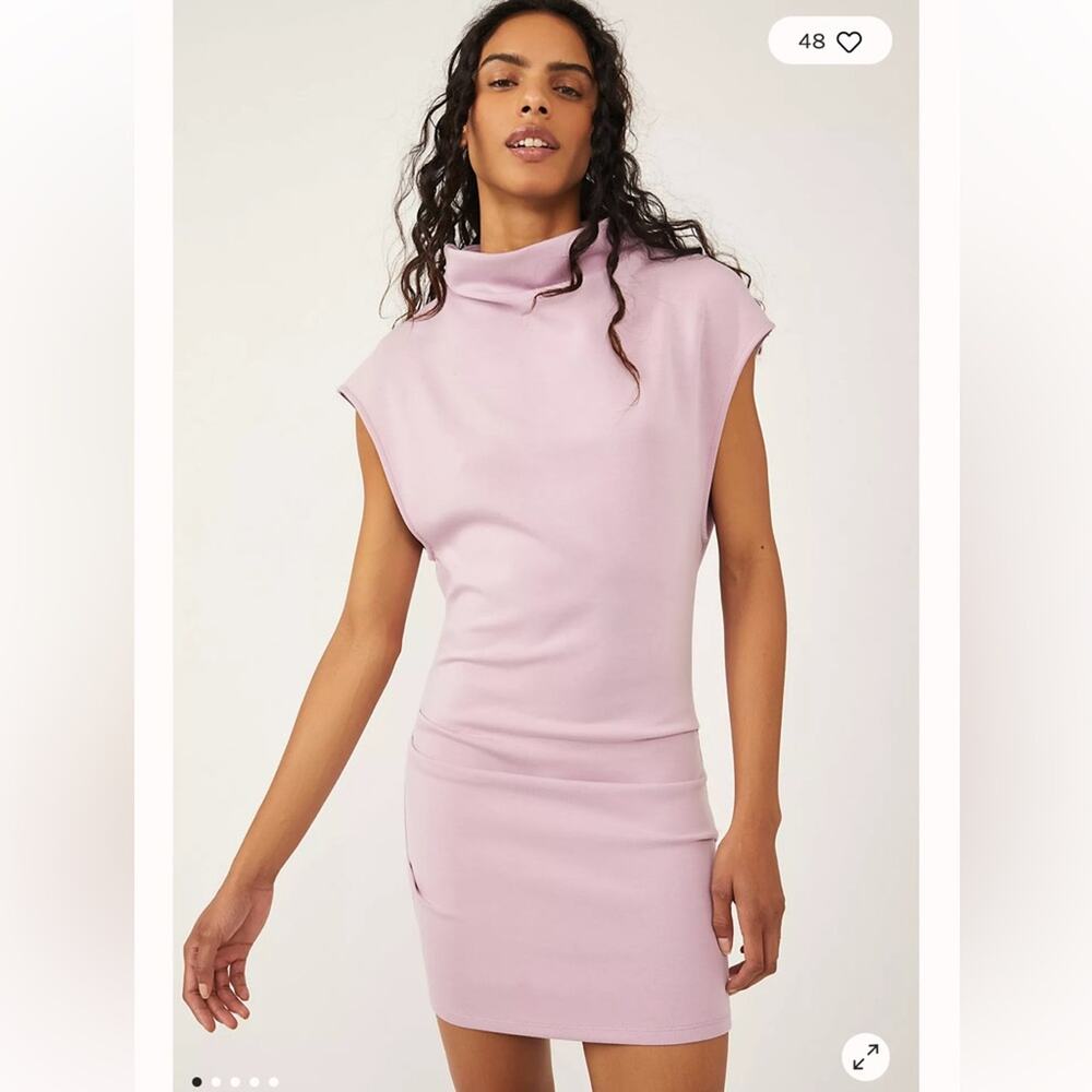 Free People Amelie Mini Dress Lavender Size Small NWT High Neck Bodycon